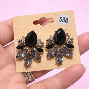 Elegant Black and Silver Teardrop Earrings